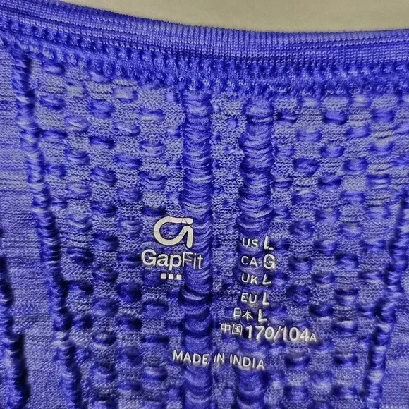 GAP Women's Heathered Blue Gapfit Motion Short Sleeve Workout Gym Yoga Top Large - Picture 3 of 7